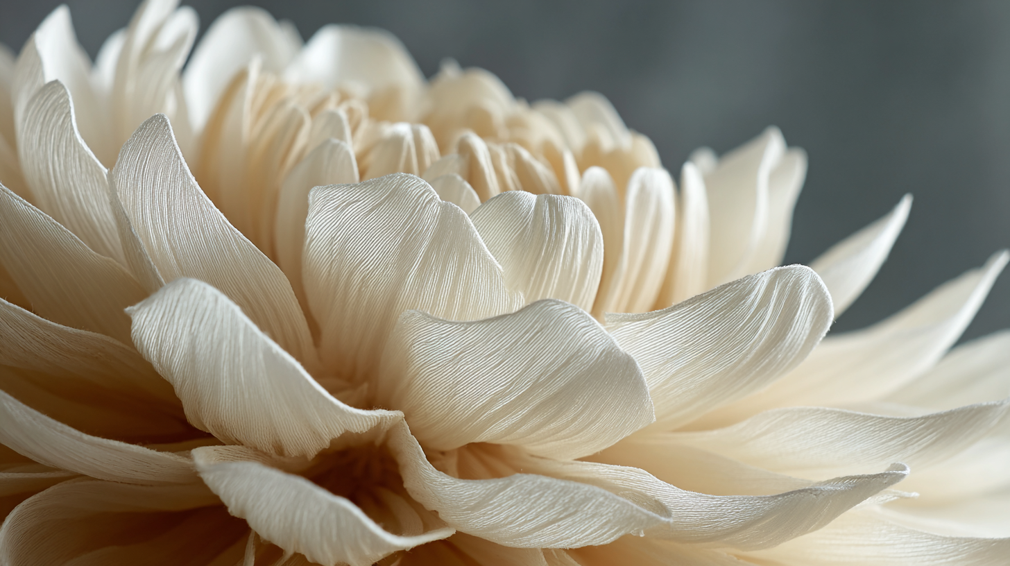 Close-up of real-touch silk artificial dahlia petals showing natural softness and texture